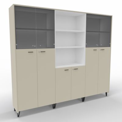 Büroschrank Armadi Premium 262 5OH mit Flügeltüren und Rauchglas