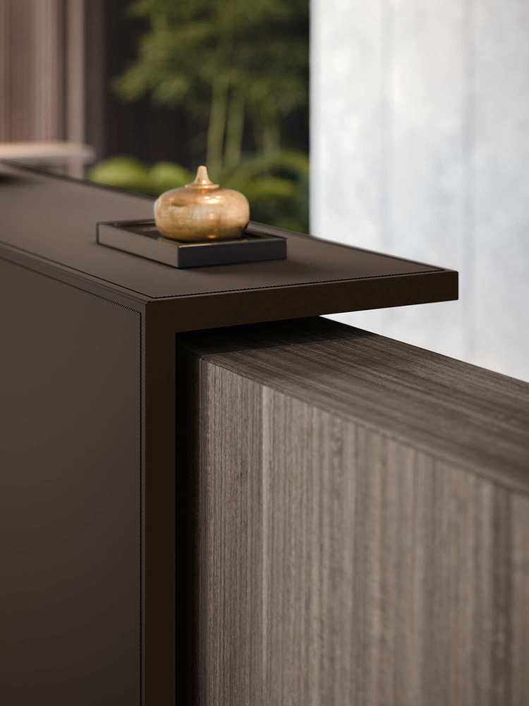 Design Empfangstheke mit Ablage in Leder