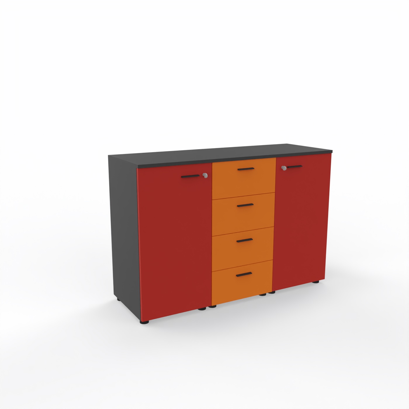 Sideboard Armadi LT Feuerrot-Ocker-Leinengrau