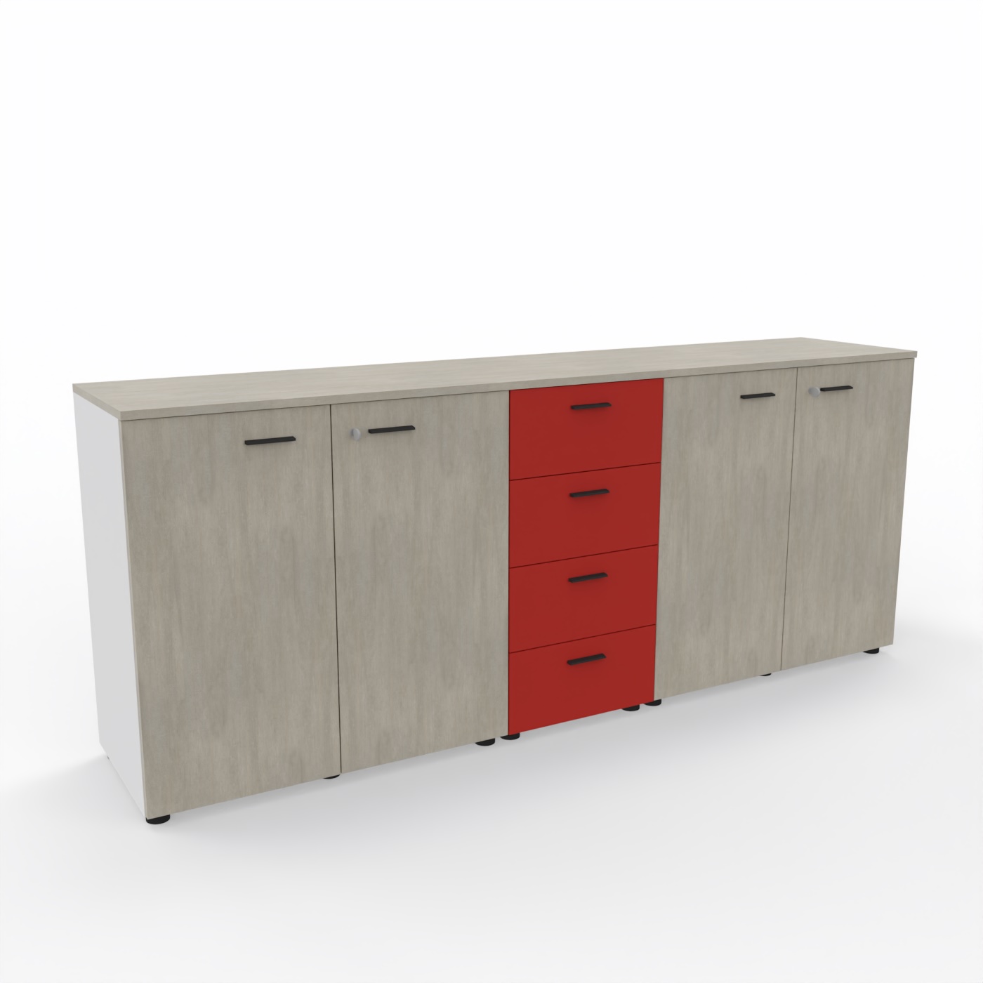 Sideboard Armadi LT Feuerrot-Beton