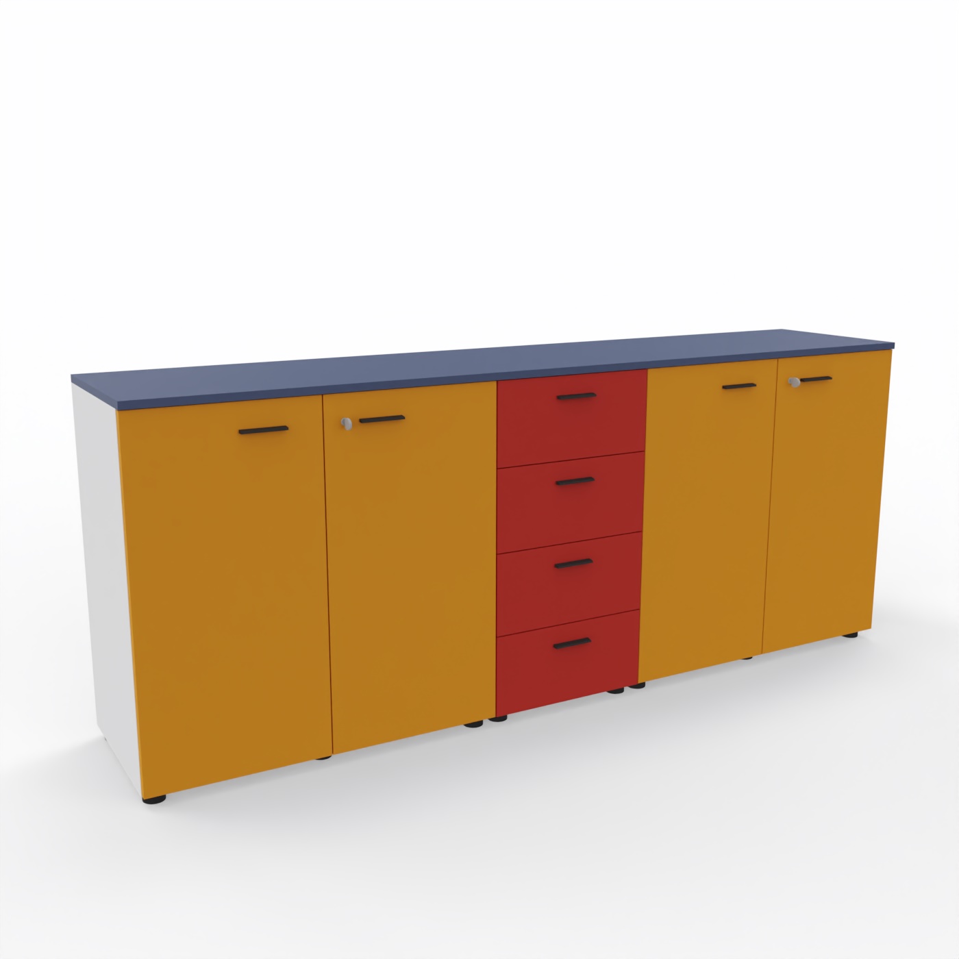 Sideboard Armadi LT Ocker-Feuerrot-Kobaltblau