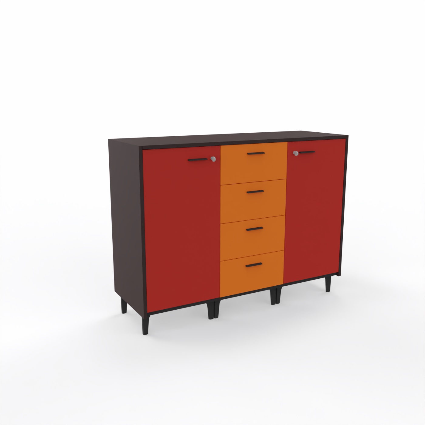 Sideboard Armadi LT Schwarzrot-Feuerrot-Orange